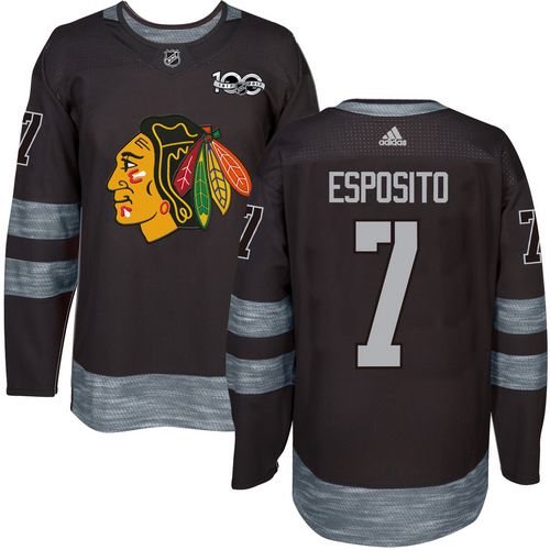 Adidas Blackhawks #7 Tony Esposito Black 1917-100th Anniversary Stitched NHL Jersey